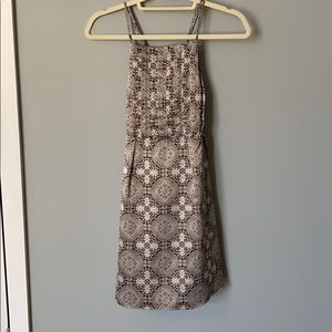 Brown and White backless satin feel Party Dress SM